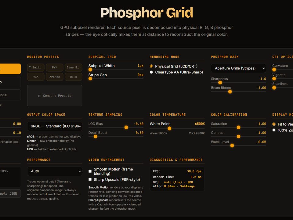 Phosphor Grid Simulator